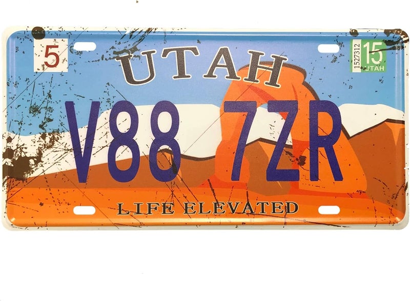 ROOKOPR Utah License Plate Novelty Car Decor License Plates 12"x6" Front of Car Decorative Retro Rusty License Plate for Men Women Car-44 - Image 3